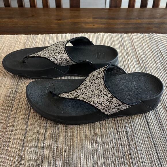 FITFLOPS | LULU Silver Glitter Toe-Post Sandals Size 10 - Picture 4 of 6